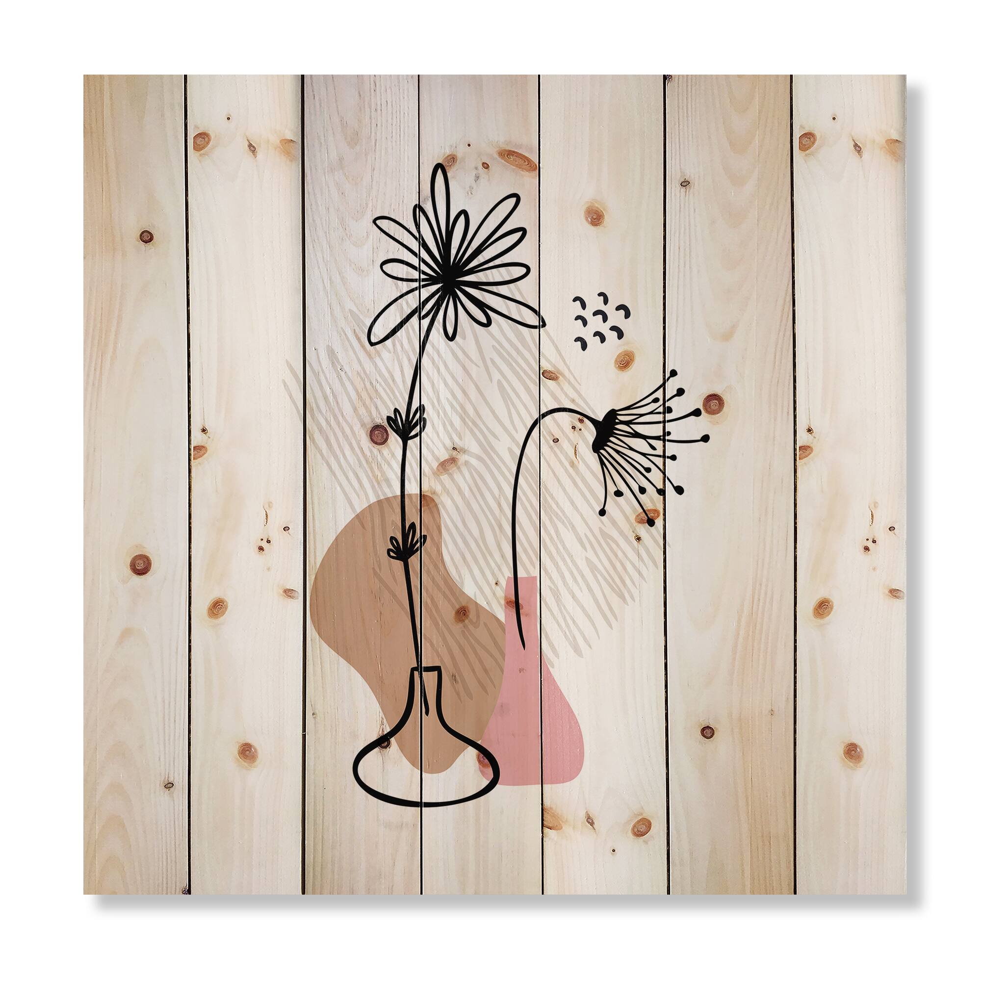 Designart - Abstract Flowers On Minimal Shapes III
